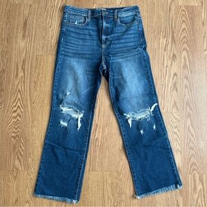 SNEAK PEEK SP- P11390 DISTRESSED KNEE RIPS RAW HEM JEANS WOMEN’S SIZE 13/W31